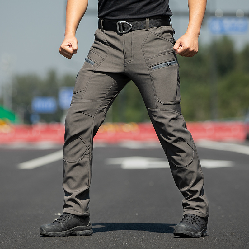 Men's Tactical Pants with Stretch, Outdoor Workwear, Spring and Autumn Slim-Fit Training Pants, Military-Style Casual Pants with Multiple Pockets