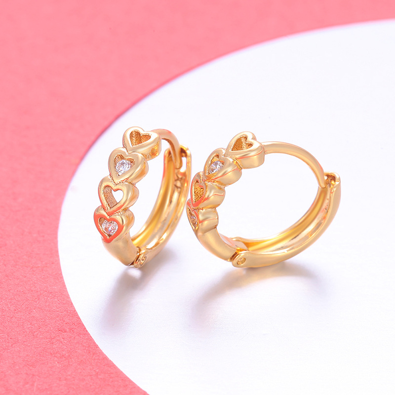 Aretes de Aro con Corazón Calado de Aleación para Mujer image 5