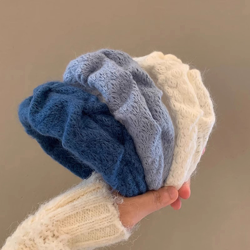 2024 New Plush Hoop with Wide Edges, Wrinkled Hairpin, Light Luxury, Fashion Style, Knitted Headband, Versatile_voghion.com