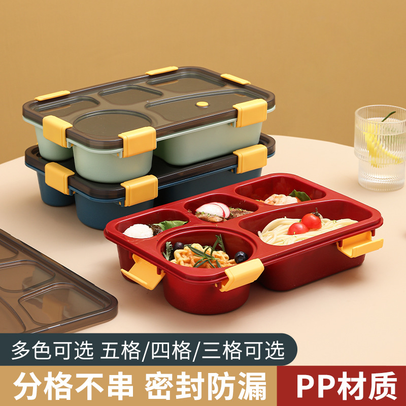 Plastic Fast Food Plate Fast Food Box Sealed Insulated Lunch Box Combinations Young Children's Adult Plate Fat-reducing Multi-compartment Lunch Box