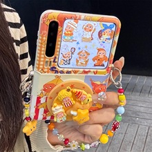 适用华为purax折叠屏手机壳pocket2日韩卡通拼接图案小米MixFlip2立体蜡烛创意磁吸支架三星zflip765链条