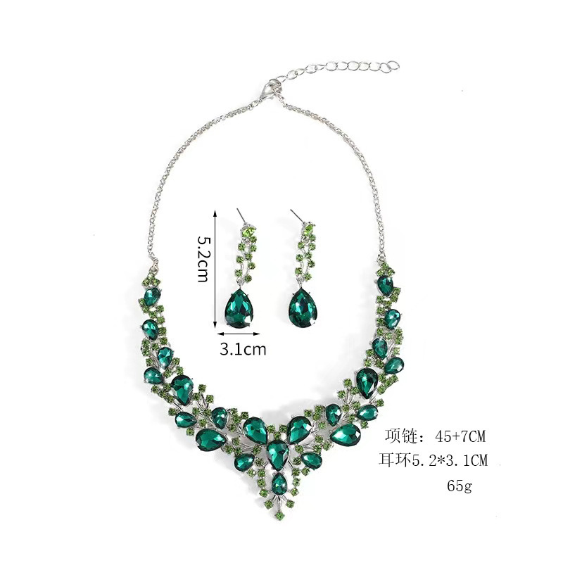 欧米の水晶の宝石のネックレスのイヤリングのセットの精巧でファッション的な気質の新婦のアクセサリのパーティーの高級な2つのセット