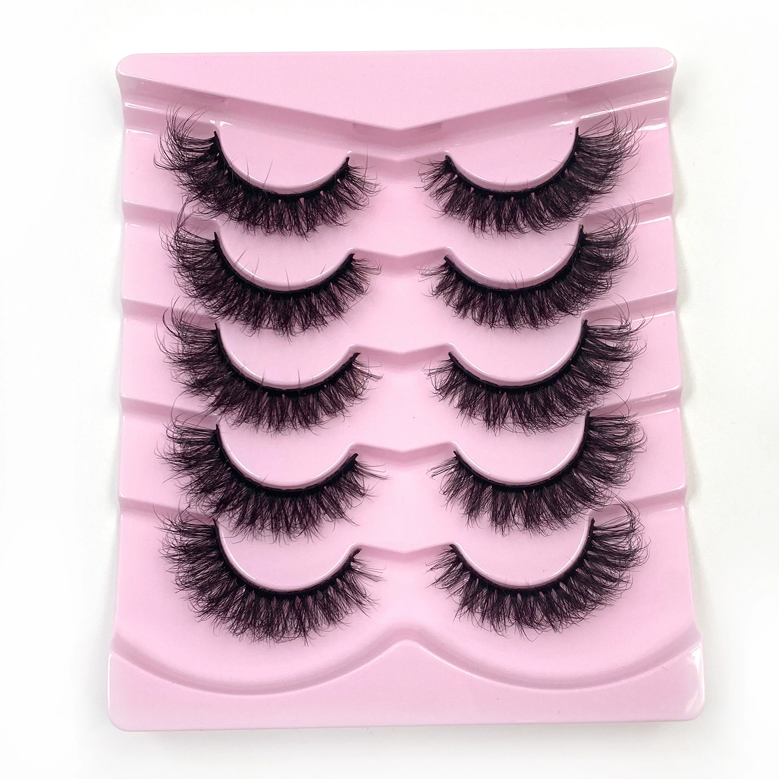 False eyelashes (Shein/Temu/Amazon) D21–D30, thick fluffy messy‑fur styles, multi‑pair trays