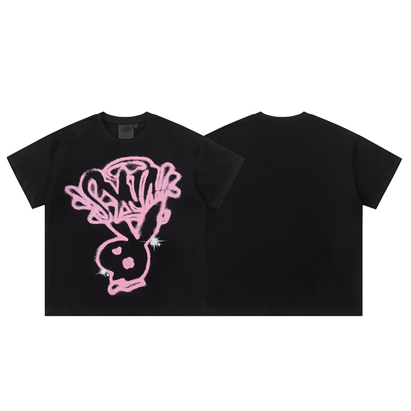 高品質SYnaWorldヒップホップフォームプリント半袖カジュアルルーズTシャツハイストリートショーツSyna Word