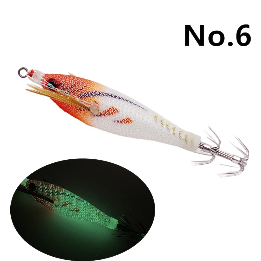 6g/8cm envuelto paño horizontal Camarón calamar gancho Luya cebo Camarón falso Camarón madera simulación luminosa cebo importado de Japón gancho