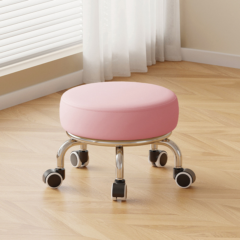 Polia doméstica taburete bajo rueda universal pequeño taburete silencioso rotativo taburete redondo móvil con artefacto moderno y simple