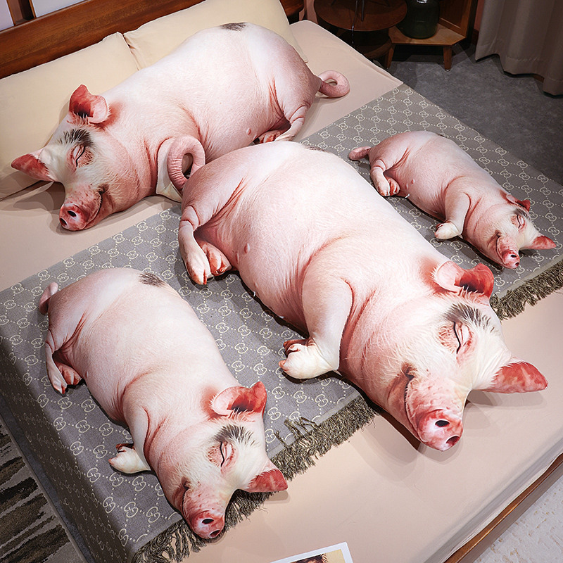 3D Simulated Pig Plush Pillow, Cute and Quirky Old Sow Doll, Long Pillow for Girls to Sleep on, Creative Gift