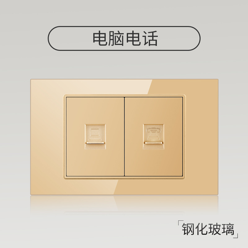 Taiwán estilo americano USB tipo-C interruptor de vidrio temperado dorado 118 tipo panel de toma de corriente de pared mexicana