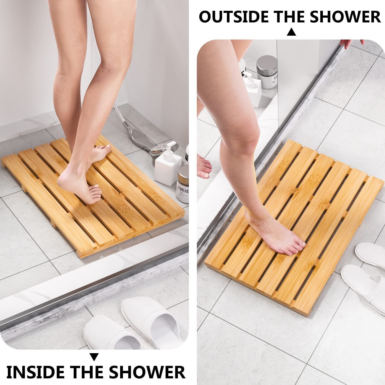 Alfombrilla antideslizante para baño de bambú, alfombrilla para baño, alfombrilla para baño, pedal impermeable, alfombrilla para baño