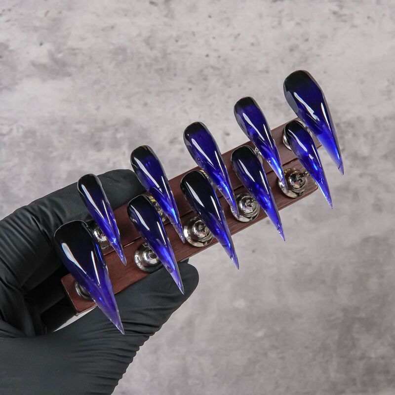 European and American Hot Girl Style Dragon Claw Wearable Nails, Ultra-Sharp and Sharp-Edged, Blue and Black Gradient Fake Nails, High-End Detachable Nail Art European and American Hot Girl Style Dragon Claw Wearable Nails, Ultra-Sharp and Sharp-Edged, Blue and Black Gradient Fake Nails, High-End Detachable Nail Art