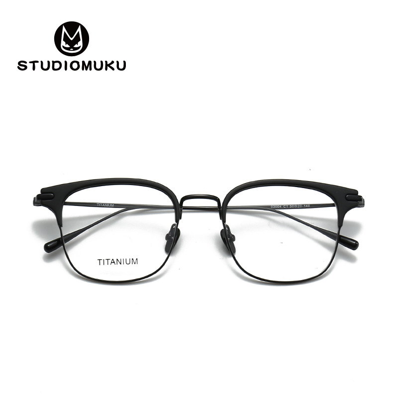 Gafas de madera STUDIOMUKU El diseño de marco de cejas a gran escala permite que la cara grande se ajuste cómodamente al marco de las gafas