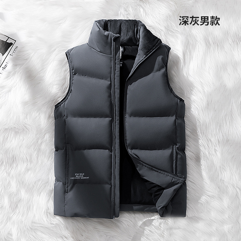 High-end suelto chaleco blanco de color sólido chaleco caliente hombro chaleco de plumón personalizado ropa de trabajo marca de moda hombre image 9
