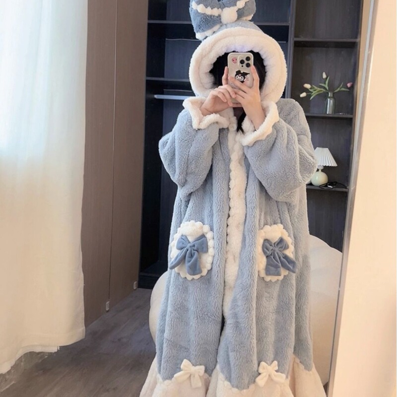 Special offer!! Princess Aisha Nightgown Women's Autumn and Winter Coral Fleece Thickened Nightgown Nightgown Home Clothes Bathrobe Special offer!! Princess Aisha Nightgown Women's Autumn and Winter Coral Fleece Thickened Nightgown Nightgown Home Clothes Bathrobe