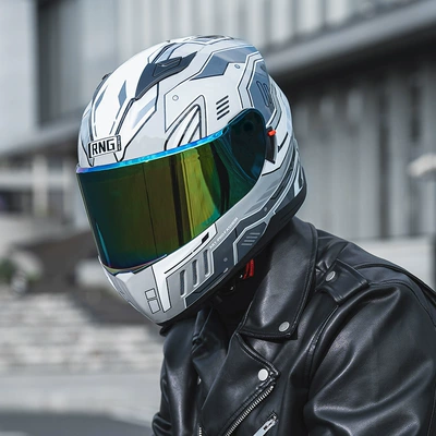 four seasons electric car helmet – Motorcycle Safety Supplies - battle-grey-mecha-color-lenses-l-code-double-mirror