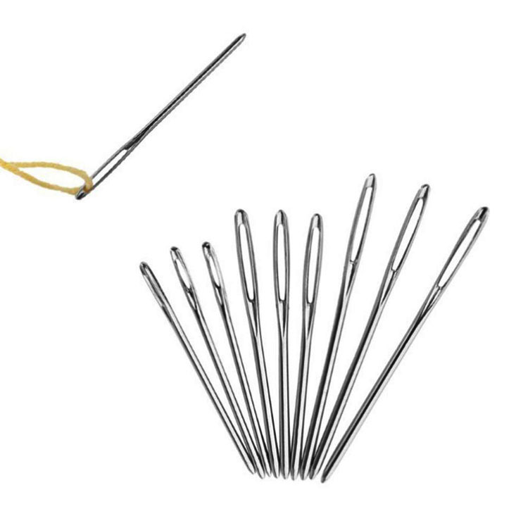 9pcs conjunto de botellas de aguja transparente tubo bordado hilo de lana aguja de suéter cabeza roma aguja de lana de ojo grande dorado