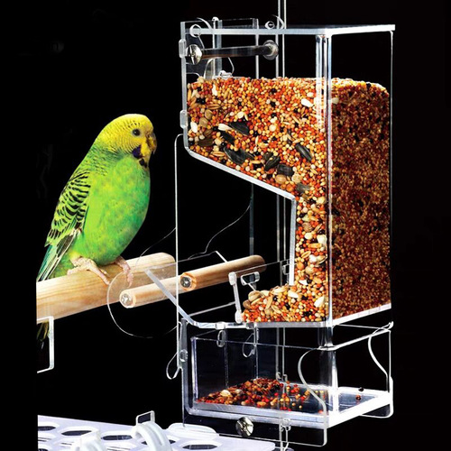 Parrot feeder anti-splash food box tiger skin food bowl supplies utensils trough bird automatic feeding feeder