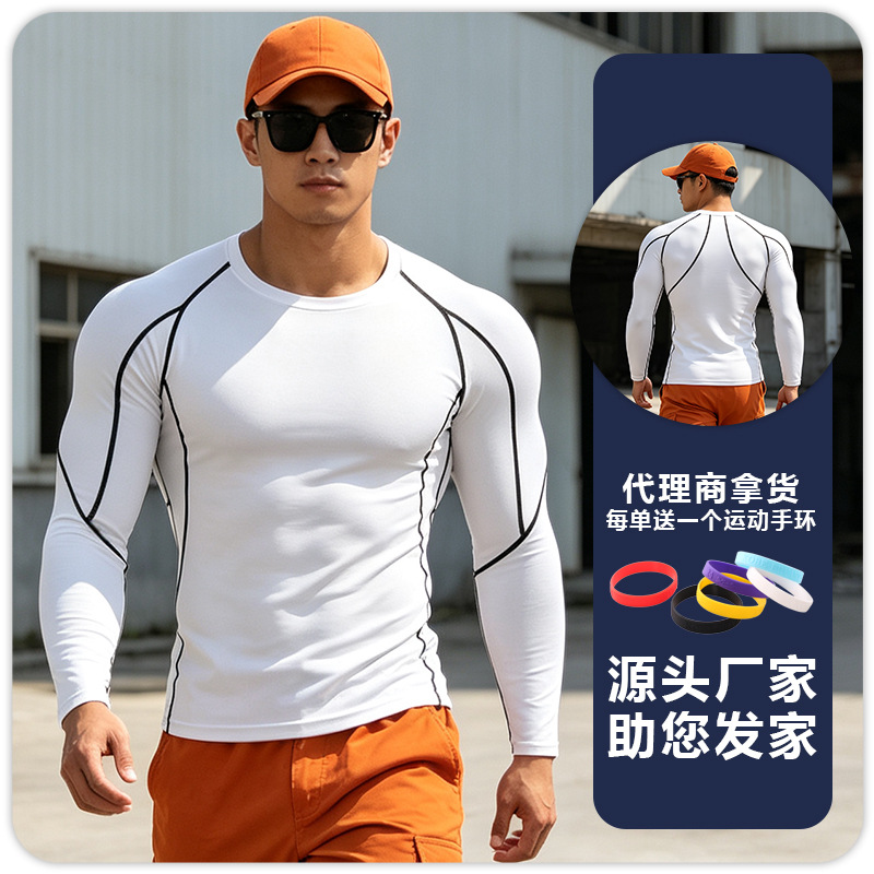 Pantalones deportivos de verano para hombres elásticos de secado rápido de compresión de manga larga Camiseta de entrenamiento ropa para correr ropa de entrenamiento