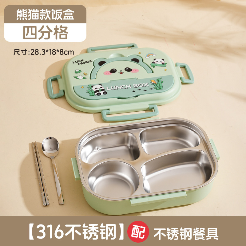 Fiambrera dividida para niños de acero inoxidable, caja de almuerzo portátil sellada a prueba de fugas, dibujos animados lindos, niños, estudiantes, escuela al aire libre