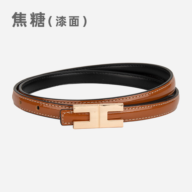 厂家直销真皮女士细腰带装饰连衣裙带裤带高级头层牛皮漆面皮带女|undefined