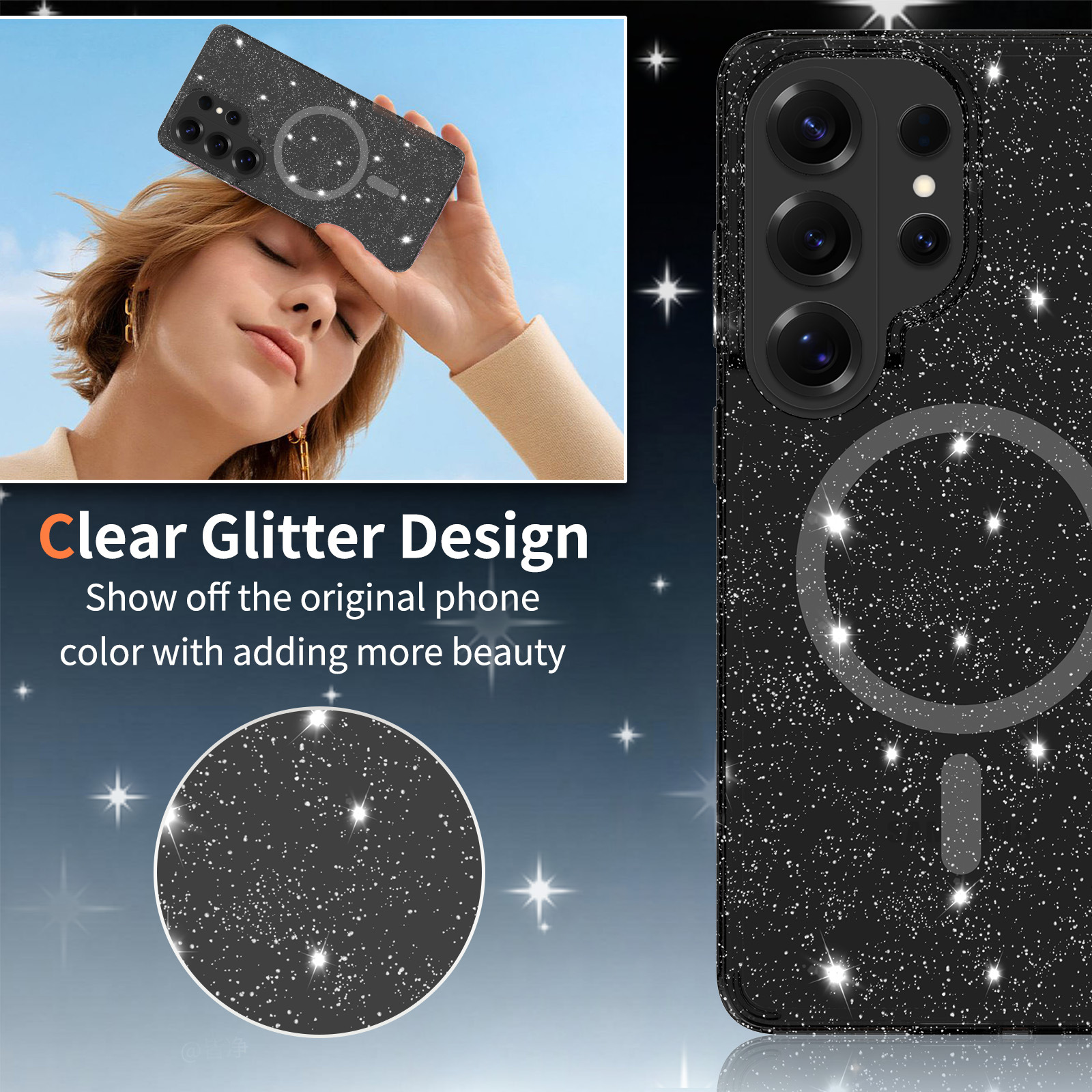High Transparency Glitter Phone Case For Samsung Galaxy S26 Plus_voghion.com