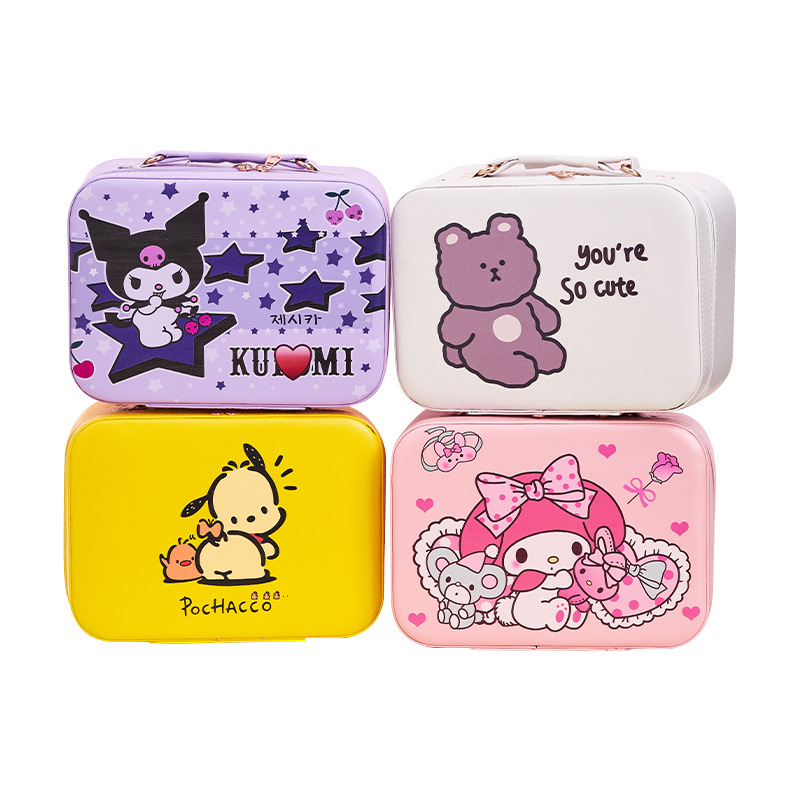 Estuche de cosméticos portátil Sanrio, estuche de cosméticos de gran capacidad, estuche de cosméticos portátil con dibujos animados de Kuromi