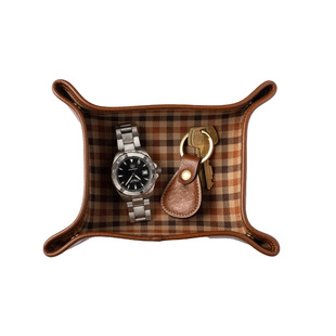 Imported Cowhide Pebbled Glove Box Cosmetics Bag Watch Key Bag Double-Sided Ykk Brass Buckle