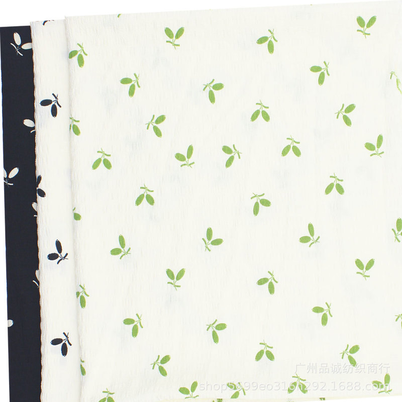 Polyester jacquard bubble stripe printed cloth Gardenia floral elastic cloth women's shirt dress anti-mosquito pants fabric