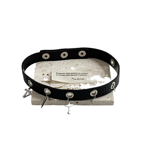 Elegant European and American Leather Butterfly Collar Necklace for Women, Metal High-End Lock Chain Necklace for Men, Star-like Personality Jewelry, Yiwu Accessory Wholesale
