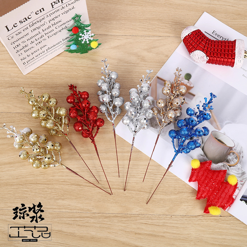 跨境 聖誕樹裝飾品 仿真果新年聖誕果拍攝道具插件富貴果 DIY配件