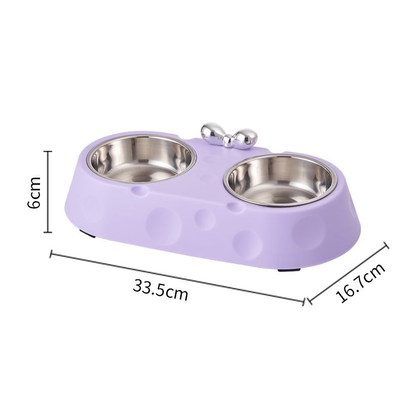 Pet de acero inoxidable doble tazón para gatos, tazón para perros, tazón para gatos, tazón para perros, anti-derrapante, anti-derribado, nuevo tazón para mascotas