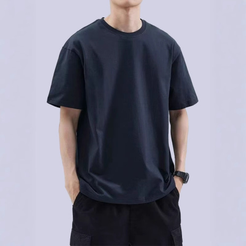 Summer short-sleeved 180g milk silk short t-shirt men's loose casual opaque solid color bottomed shirt top simple short-sleeved