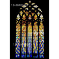 教堂镶嵌彩色玻璃门窗 彩色透光玻璃窗户 艺术装饰彩色玻璃落地窗