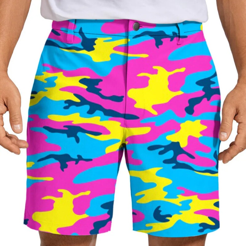 2025 New Outdoor Sports Men's Fashion Golf Shorts Printed Camouflage Golf Shorts