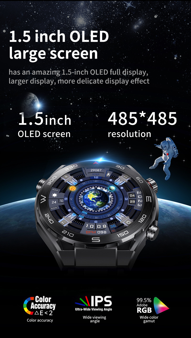 MT15S Smart Watch 1,6 Zoll 4DOLED Bildschirm Kompass NFC_voghion.com