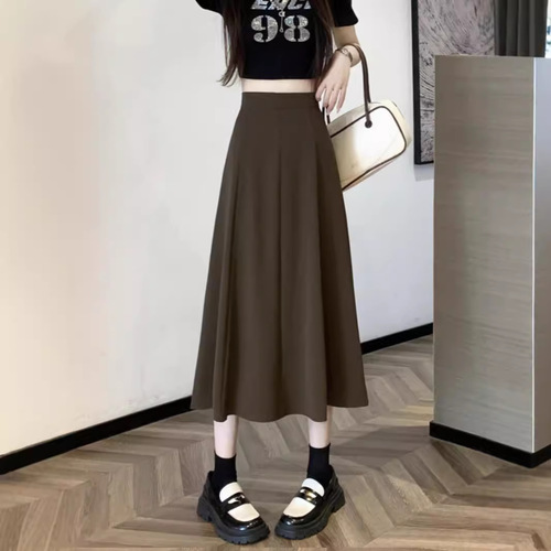 2026 new high-waisted casual suit umbrella skirt for women, small figure, slim medium and long drag-style a-line bag hip skirt