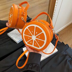 创意水果包包撞色拼接手提桔子包单肩斜挎橘子包SHEIN跨境爆款包