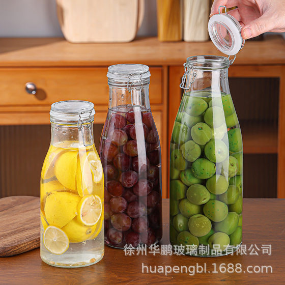 Amazon Handle Snap Sealed Jar Household Green Plum Wine Sealed Bottle Self-Brewed Wine Bottle