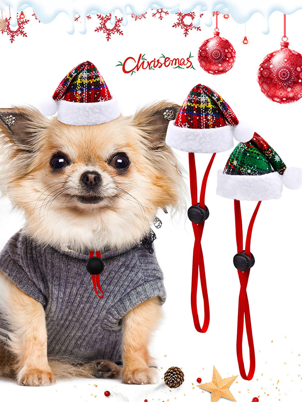 18g Weight Pet Hat Type Of Pet Supplies 1 Piece Quantity Christmas Streetwear Pu Leather Christmas Plaid Pet Hat
