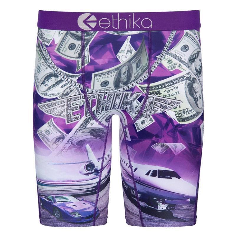 Ethika Men's Ice Silk Extended Boxer Briefs Trendy Hip-Hop Sports Shorts Trendy Men's Boxer Shorts