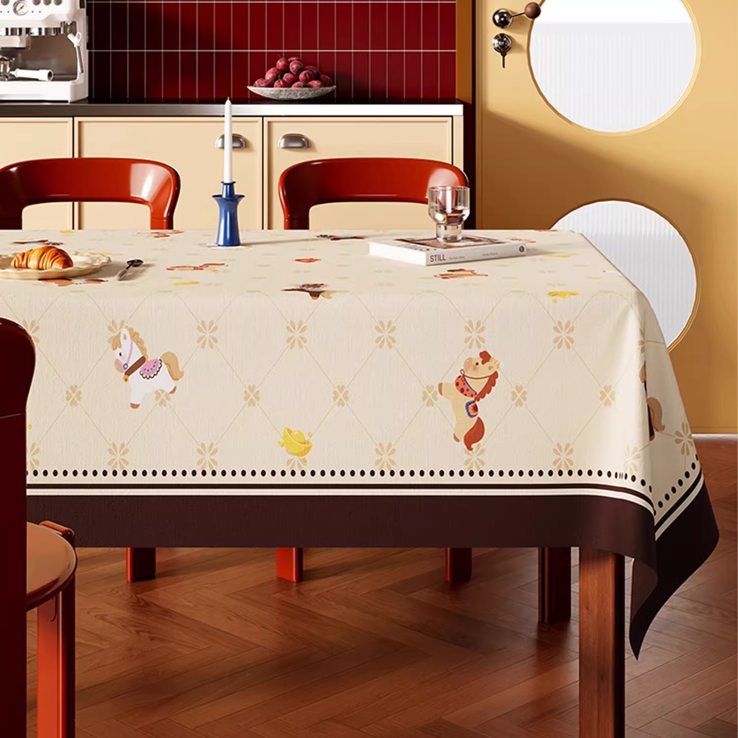 Melard Dining Tablecloth Waterproof and Oil-Proof, No-Wash Rectangular Tablecloth, Light Luxury High-End Ins-Style Coffee Table Tablecloth