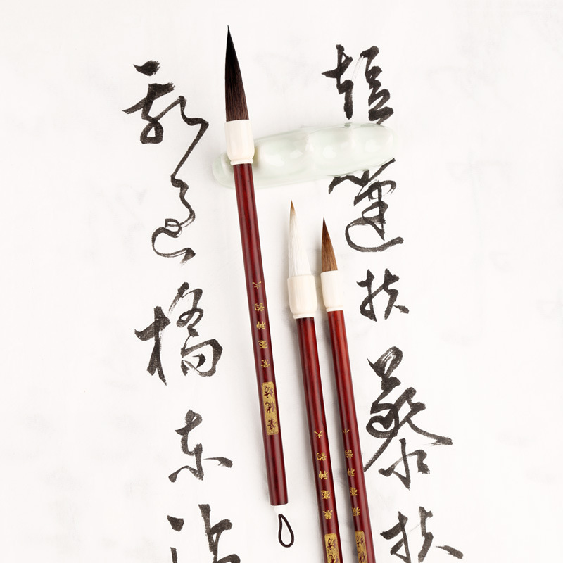 Rui Yifang pincel de escritura de caligrafía Estudio de Lobo y cabello púrpura Cuatro tesoros accesorios escuela estudiante entrenamiento pluma estilo antiguo pluma creativa