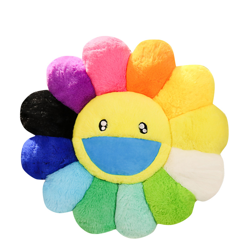 Blanco y Negro colorido girasol almohada muñeca cojín de peluche juguete muñeca cojín girasol cojín regalo femenino