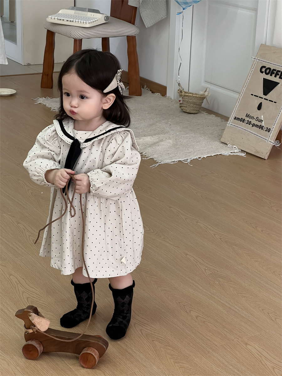 Vestido de otoño de niñas ropa infantil coreana ropa de otoño bebé vestido de princesa de punto vestido de otoño de niñas