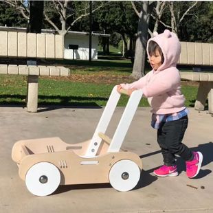 Wooden Children's Walker, Wooden Play House Toy, Anti-Rollover Walker, Multi-Functional Baby Stroller
