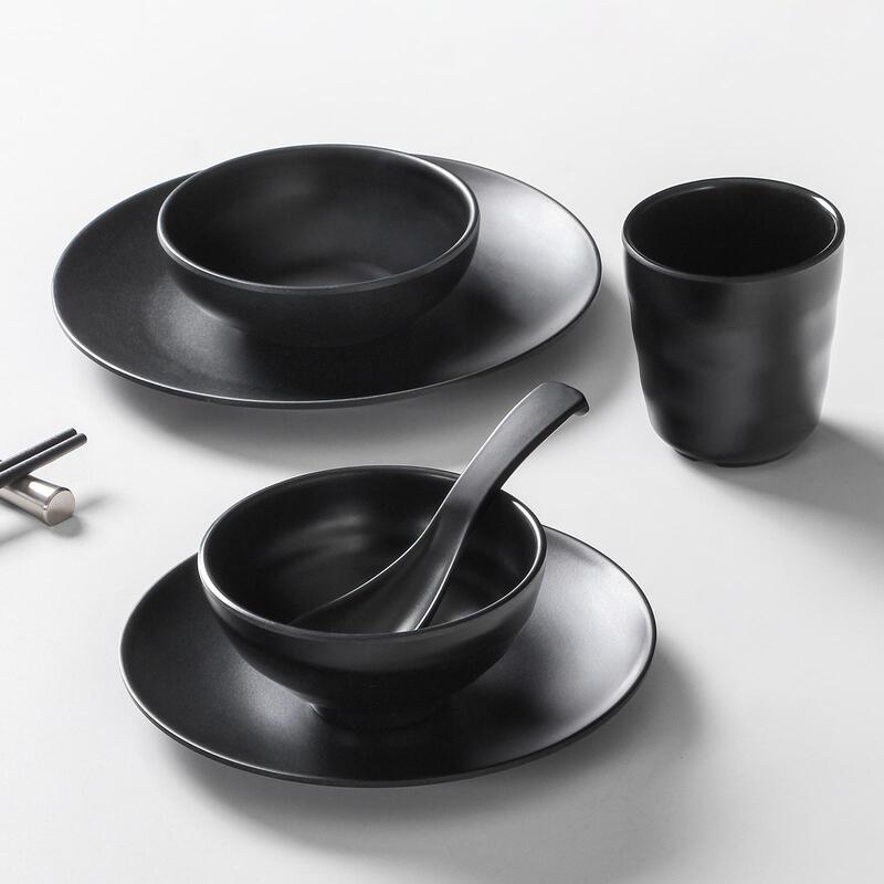 Xiangyuan melamine tableware small bowl restaurant hotel fall-resistant black frosted suit commercial hot pot table set of four