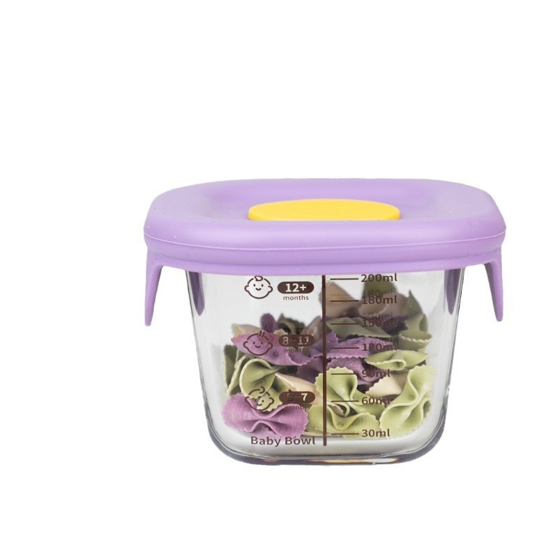 Bajo borosilicano de vidrio cuadrado cuenco de huevo al vapor con cubierta para bebés domésticos sopa de huevo al vapor para bebés alimentos suplementarios resistentes a altas temperaturas sopa de huevo al vapor