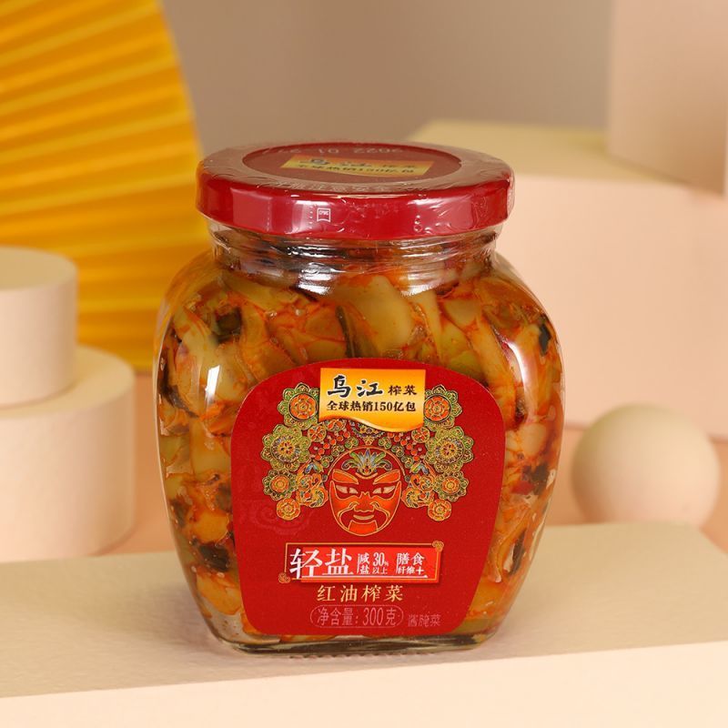 乌江榨菜涪陵下饭菜红油榨菜300g瓶装即食麻辣佐餐咸菜厂一件批发