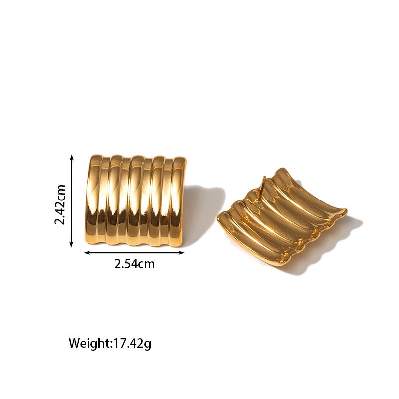 304 Stainless Steel Material 1 Pair Retro Classic Style Geometric Letter Plating 304 Stainless Steel 18K Gold Plated Ear Studs
