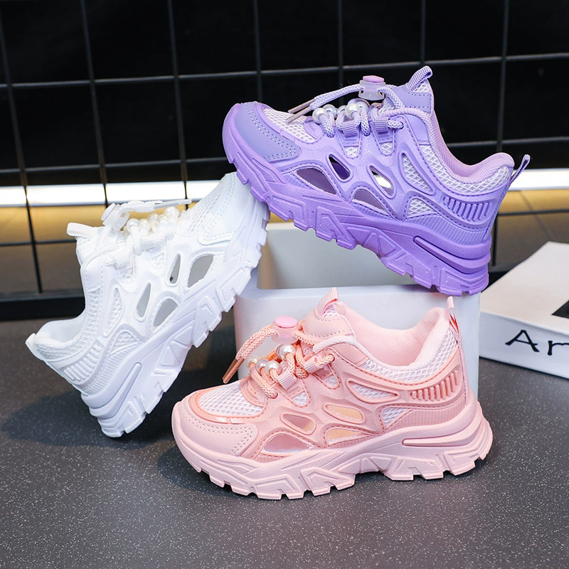 Полые кроссовки для девочек Корейская версия Летняя новая нескользящая мягкая подошва удобная повседневная дышащая обувь для девочек обувь