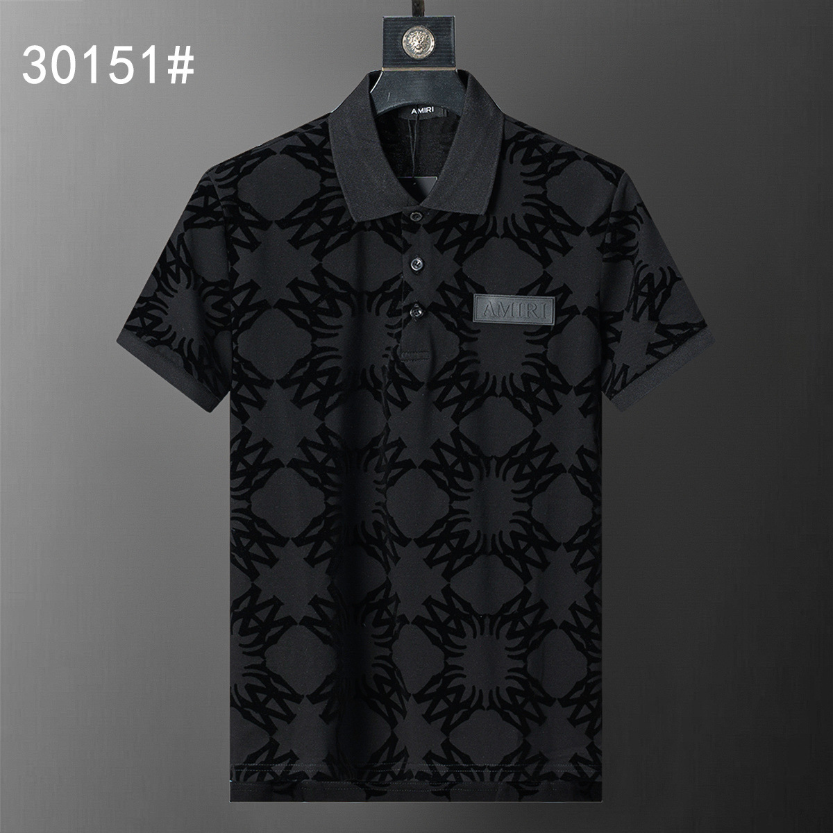 Cross-border correcto versión 25 nuevos polos hombres color sólido negocios casual jacquard solapa de punto de manga corta cabello 1